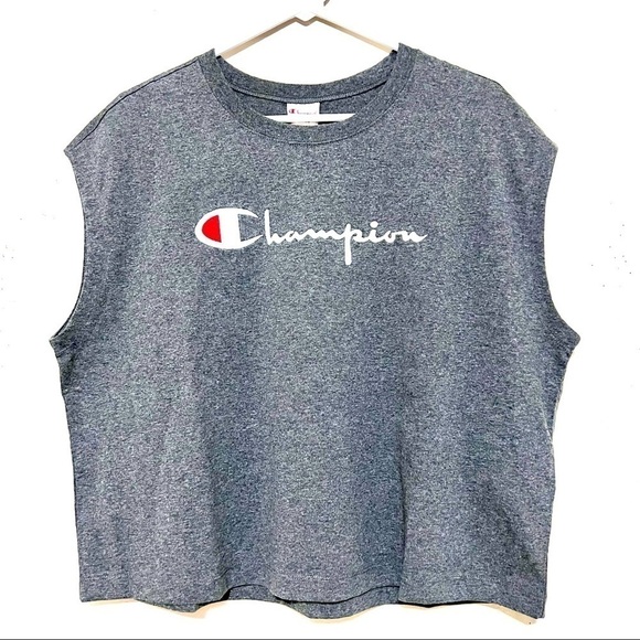NWT CHAMPION Boxy oversized Cropped top grey Cotton women size S - Picture 1 of 9